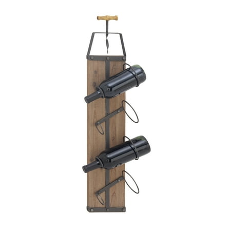 

DecMode 8 x 32 Brown Wood 4 Bottles Wall Wine Rack 1-Piece