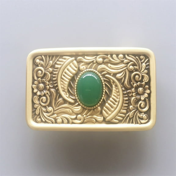 Western Flower Solid Brass Belt Buckle