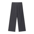 thumbnail image 5 of Tdoqot Girls Cotton Linen Pants- Elastic Waist Baggy Lightweight Wide Leg Kids Summer Pants Dark Gray Size 8 Years, 5 of 6