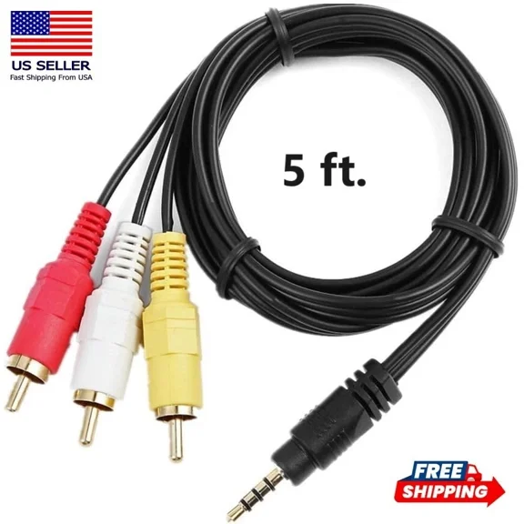 Av A/V Tv Cable Cord Lead For Dvd Tv Amp Vhs