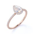 thumbnail image 4 of JeenMata 1.25 Carat Teardrop Rainbow Moonstone and Moissanite Halo Engagement Ring in 18k Rose Gold over Silver, 4 of 6