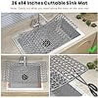 Silicone Sink Mat 24.8"x 13", Grey Kitchen Sink Protector Grid Accessory with Rear Center Drain Non-slip Folding Sink Grates for Bottom of Farmhouse Stainless Steel Porcelain Sink