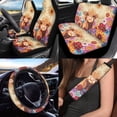 thumbnail image 2 of Uorisanigo 10 Pieces Highland Cow Floral Car Seat Covers Sets with Comfortable Auto Steering Wheel Accessories Seat Belt Pads Car Water Cup Coaster and Keychains Suitable for Most Cars SUVs, 2 of 7