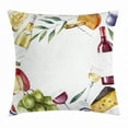 thumbnail image 1 of Wine Throw Pillow Cushion Cover, Round Frame with Hand Painted Food Objects Watercolor Wine Cheese Fruits Collection, Decorative Square Accent Pillow Case, 16 X 16 Inches, Multicolor, by Ambesonne, 1 of 2