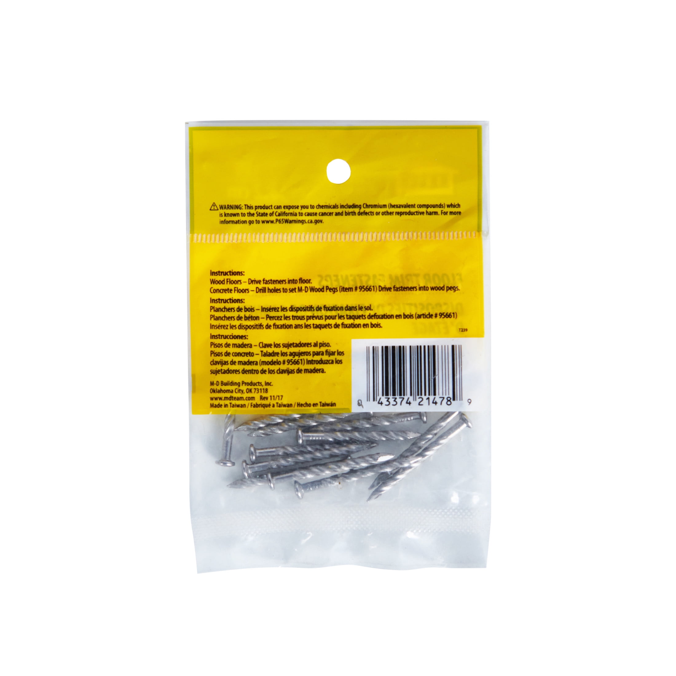 M-D Building Products 21478 1-1/4 In. Pewter Floor Metal Screw Nails (12Ct)