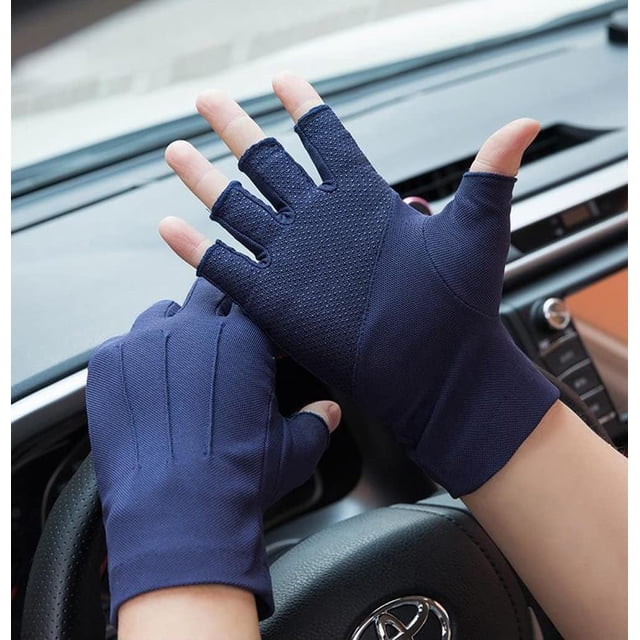 Azul marino S Guantes de conducción sin dedos para hombre Protección solar Guantes antideslizantes Guantes de ciclismo con pantalla táctil Guantes de mujer Guantes de malla transpirable Guantes deportivos Gimnasio Correr Trabajo Moto Viajes Rojo Verde