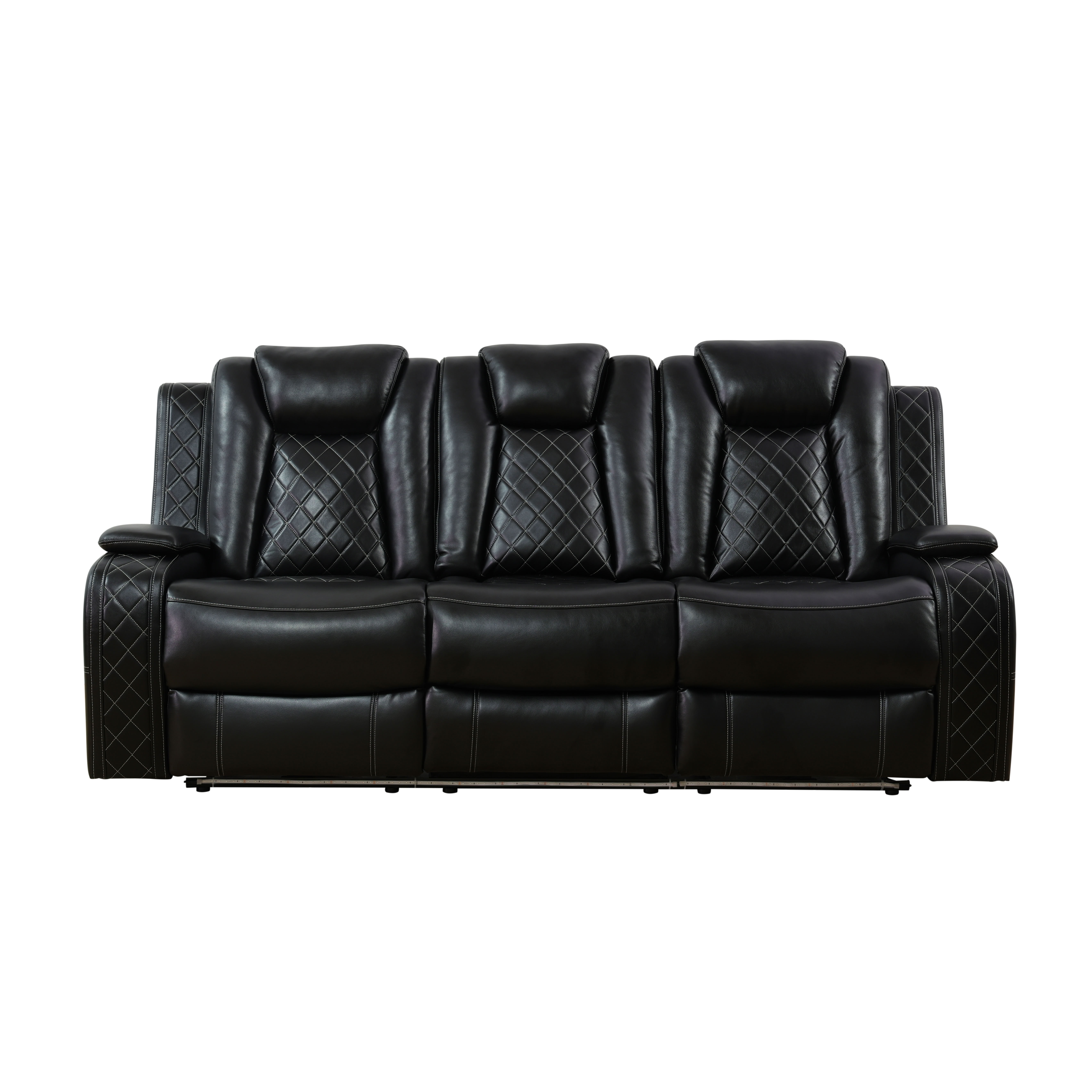 MAYEERTY Intelligent 3-Seater Recliner Sofa, Breathable Leather with Reversible Table & Wireless Charging for Living Room Home Theater