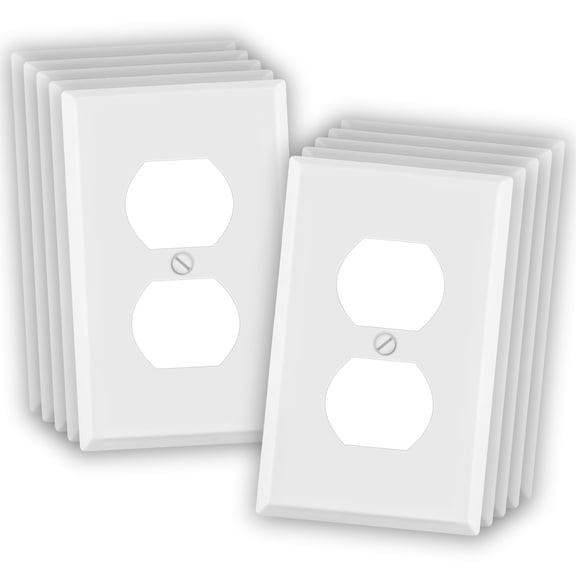 10 Pack One Gang Duplex Receptacle Cover Plates, Electrical Outlet Cover, White Painted Metal, 4.50" x 2.76" 1-Gang Standard Size, Made of Unbreakable Metal, Corrosive Resistant, For Duplex Outlet