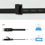 XINCA Cat6 Ethernet Cable 25ft Black Gigabit Flat Network Cable with 10pcs Cable Clips Snagless Rj45 Connectors for Computer/Modem/Router/X-Box Faster Than Cat5e/Cat5