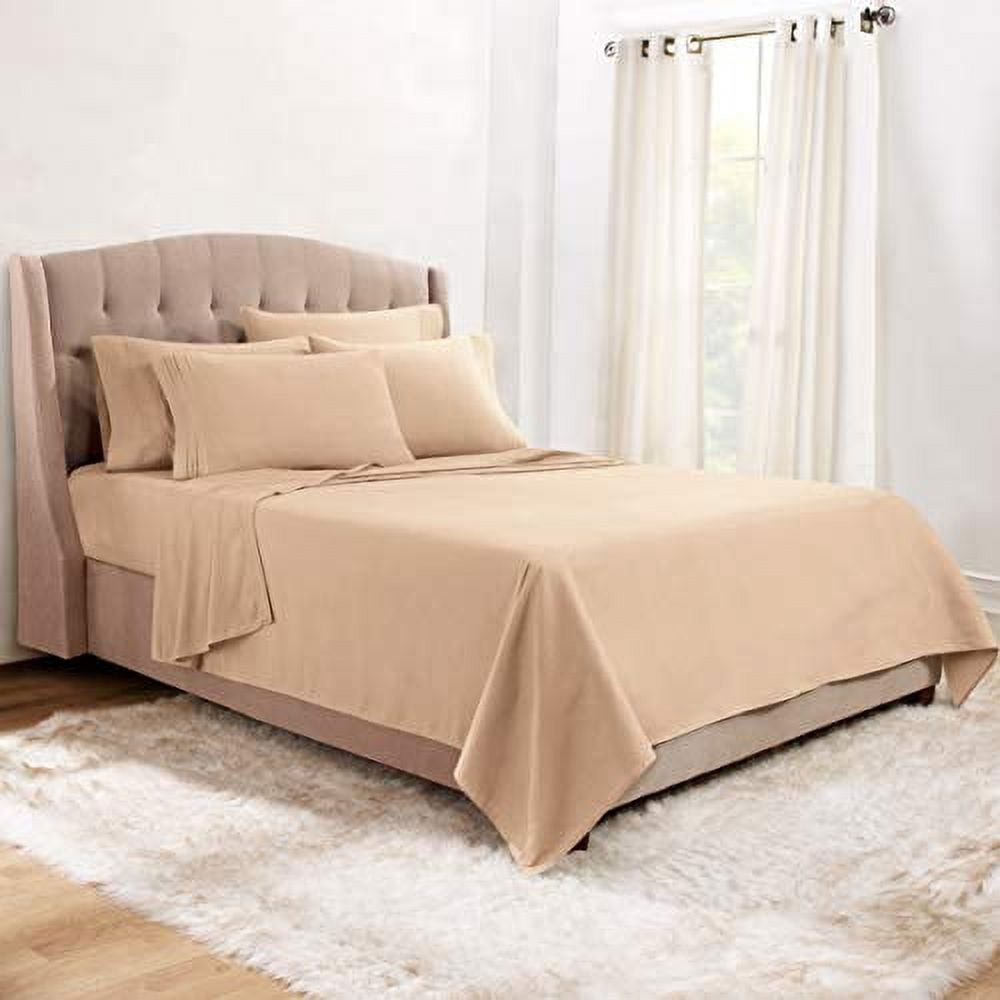 Clara Clark 6 Piece 1800 Microfiber Collection Bed Sheet Set, Deep Pockets Fitted Sheet, Full, Taupe Sand