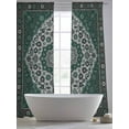 thumbnail image 5 of Boho Flower Sheer Curtains 108 inches Long, Dark Green Bohemia Geometric Tribal Ethnic Light Filtering Sheer Window Curtains Rod Pocket Voile Drapes for Bedroom Living Room, 2 Panels 52"W x 108"L, 5 of 7
