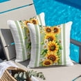 thumbnail image 4 of Sunflower Throw Pillow Cover Summer Country Yellow Floral Daisy Leaf Green Striped Cotton Linen Cushion Cover Throw Pillow Case with Invisible Zipper for Couch Sofa Bed Chair Car 16x16 Inch, 4 of 14