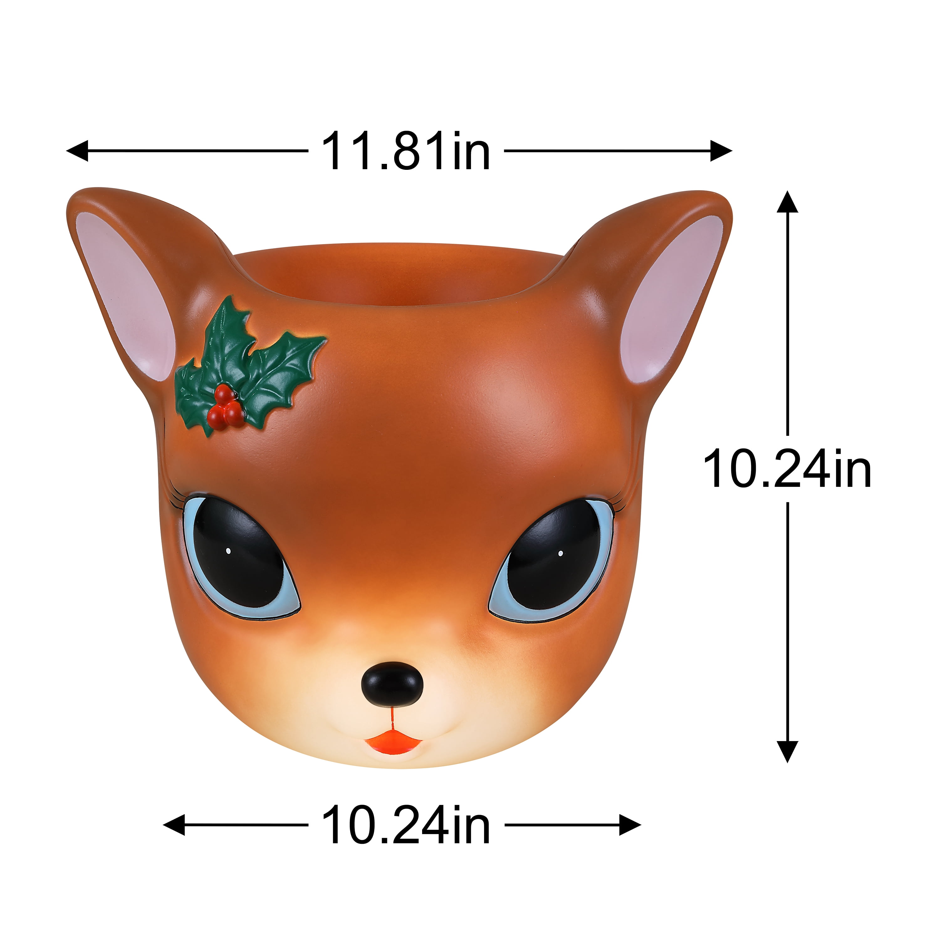 Mr. Christmas 12-Inch Brown Blow Mold Deer Candy Bowl Decoration