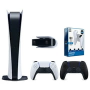 Sony Playstation 5 Digital Edition Console with Extra Black Controller, 1080p HD Camera and Surge PowerPack Battery Pack & Charge Cable Bundle