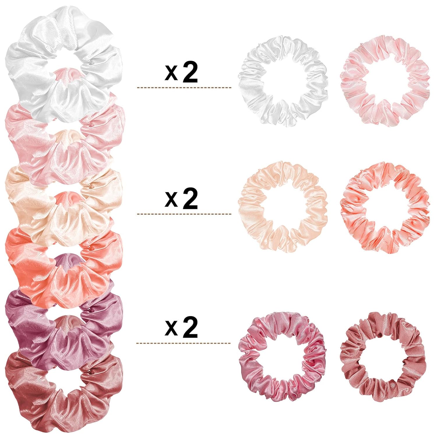 24 Pcs Satin Scrunchies for Women Silk Hair Ties Set 2 Sizes Soft Ponytail Holders for Thick Curly Hair Assorted Colors for Daily Use Wedding Party Gifts (Gentle Colors, Plain Pattern)