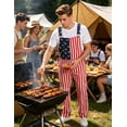 thumbnail image 5 of 250th Anniversary American Flag Overalls Adjustable Straps Mens Red White Blue Bib Coveralls 4th of July Romper(American Flag,L), 5 of 11