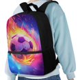 thumbnail image 4 of Uorisanigo Flaming Football Print School Backpack for Girls Boys 17 inch, 5-12 Year Kids School Bag Bookbags Large Capacity Laptop Bag for Schools, Travel & Sports, 4 of 6