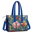 thumbnail image 2 of Teacher Tote Bag,Pioneer Flower Floral Print Pattern Teacher Utility Tote Bag,Large Work Tote Bags for Women with Multiple Pockets,Top Zipper Closure,13.8x10.6x6.7 Inch, 2 of 5