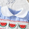 thumbnail image 6 of Girls Fly Sleeve Plaid Romper Embroider Bodysuits Dress Versatile Dailywear 0-3 Months, 6 of 6