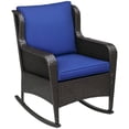 thumbnail image 2 of Outsunny Patio Wicker Rocking Chair, Outdoor PE Rattan Swing Chair w/ Soft Cushions for Garden, Patio, Lawn, Dark Blue, 2 of 9