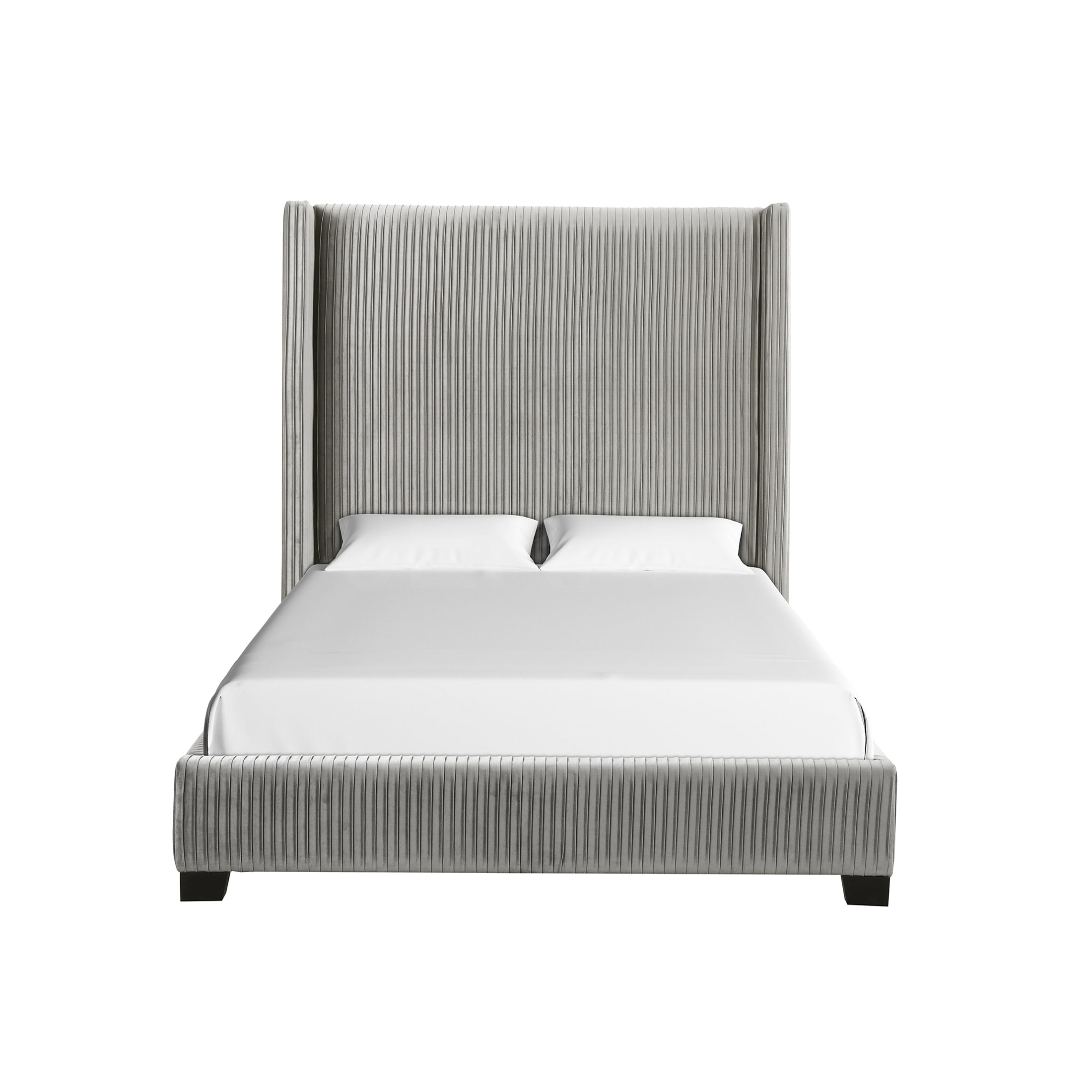 JERFIT Queen Size Upholstered Platform Bed Frame with Headboard, Light Gray - All-in-One Bed in a Box, No Box Spring Needed