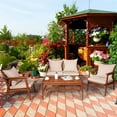 thumbnail image 1 of Costway 4PCS Patio Rattan Furniture Set Acacia Wood Frame Cushioned Sofa Chair Garden, 1 of 10