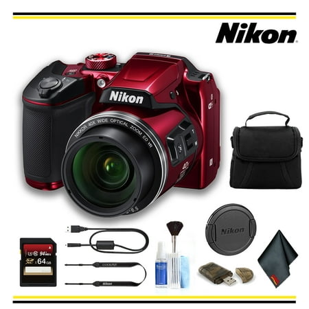 Nikon COOLPIX B500 Digital Camera (Red) Starter Bundle