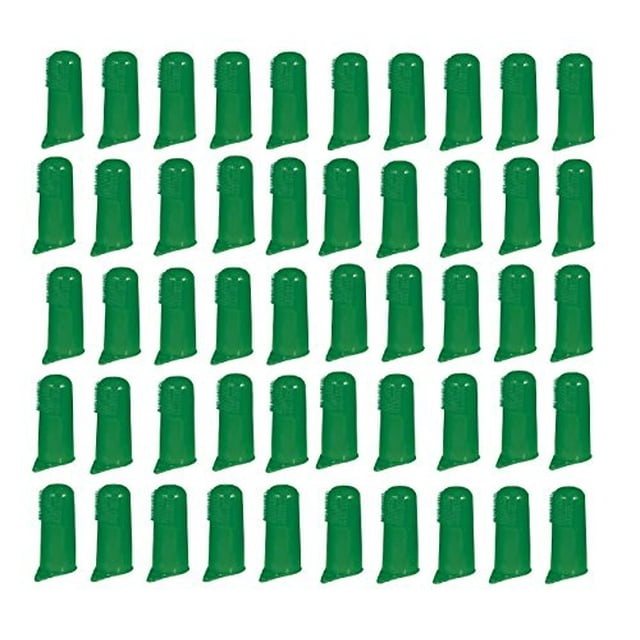 MPP 50 Pack Finger Pet Toothbrushes Bulk Value Vet Dog Rescue Shelter Choose Color (Green)