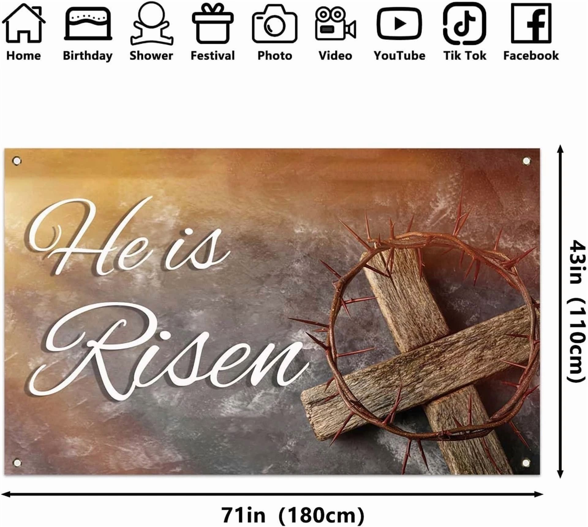 BUTTERFLY- He Is Risen Easter Photo Backdrop For Photography Bright Color