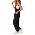 thumbnail image 3 of Women's Bib Overalls Loose Fit Wide Leg Jumpsuits Casual Rompers with Pockets Black 2XL, 3 of 6
