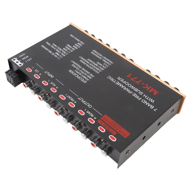 7 Band Car Graphic EQ, Adjustable Frequency Pre Amp Car Graphic Equalizer for RV Boat Motorcycles