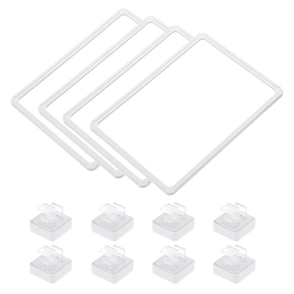 4pcs Magnetic Label Holder, 12 x 9 Inch A4 Shelf Label Card Sign Frame with Base for Metal Shelf Rack, White