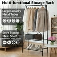 thumbnail image 7 of PinnacleHome  Clothes Rack, 26.4"W x 59"H x 14"D Modern Garment Rack with Double Layer Shelves for Clothes, Dress, Shoes, Black, 7 of 7