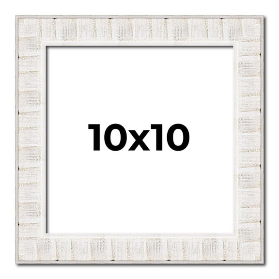 10x10 Frame White Sonoma Rustic Wood Picture Frame | 1.5 Inch Moulding Width | Complete with UV