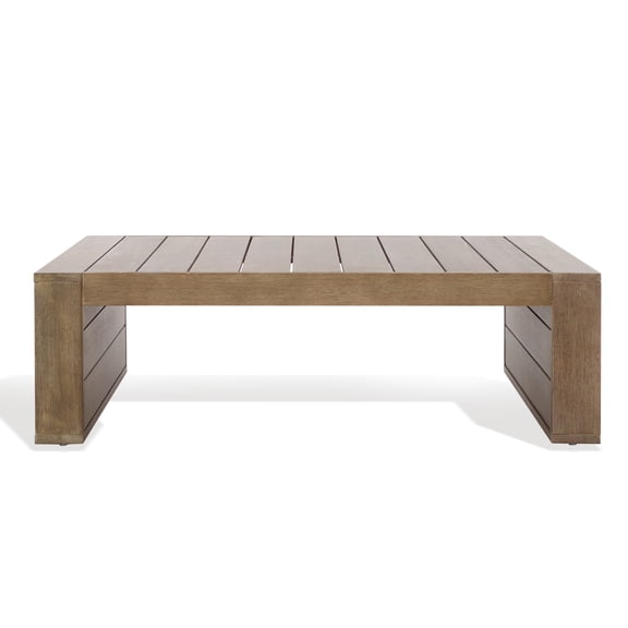 Safavieh Santiago Mid-Century Wood Outdoor Coffee Table, Natural