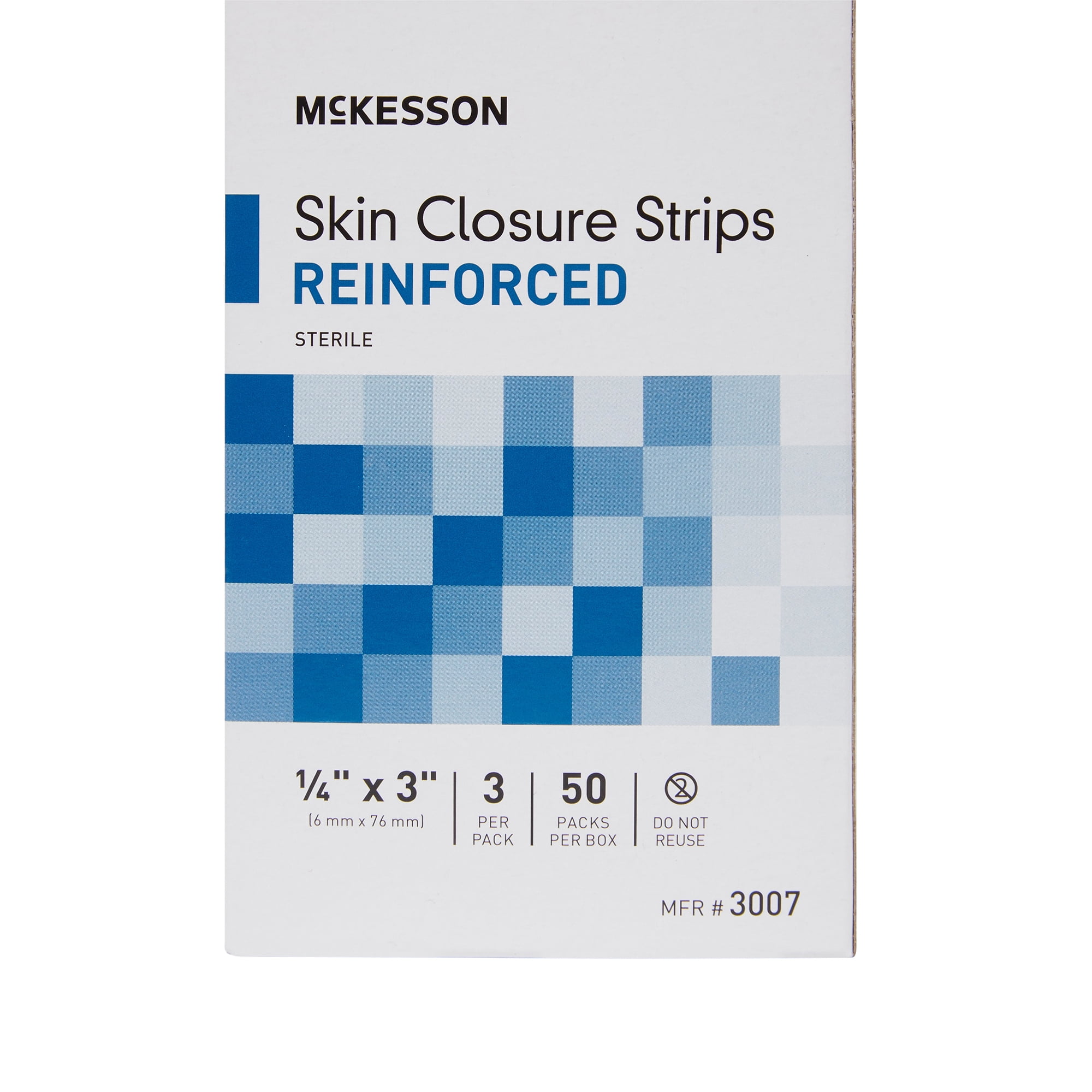McKesson Skin Closure Strips - Sterile, Reinforced Wound Bandage, 1/4 in x 3 in, 50 Ct