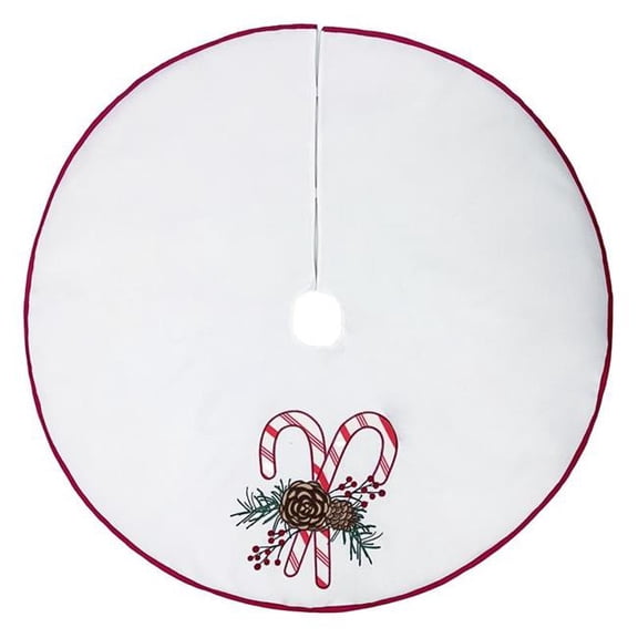 Celebrations 9095945 Home Candy Cane Tree Skirt, White - Pack of 4