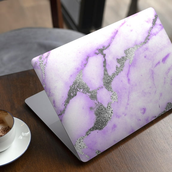 DesignSkinz Purple Marble & Digital Silver Foil V3 Full-Body Skin Decal Wrap Cover for MacBook 12" Retina (A1534)