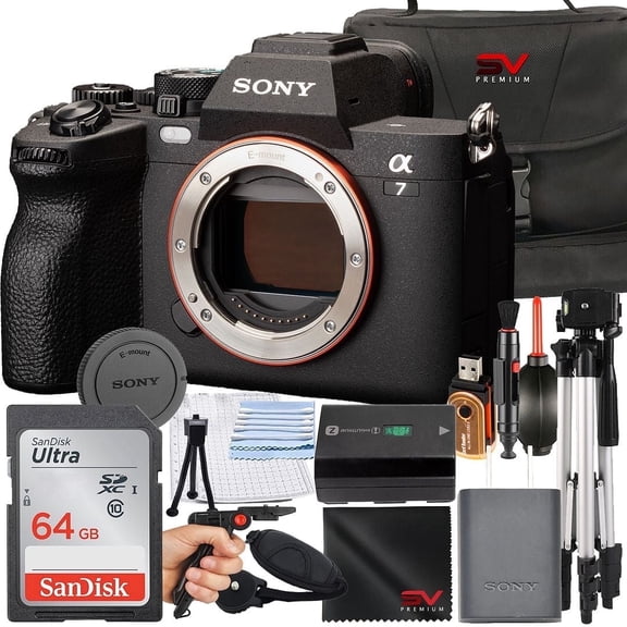 Sony a7 IV Mirrorless Camera (Body Only) with 64GB Memory Card   SV Premium Accessory Bundle (International Version)