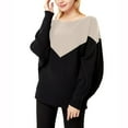 thumbnail image 2 of Fesfesfes Women Sweaters Long Sleeves Round Neck Color Block Loose Tops Blouse Thread Knitted Sweater Plus Size $10, 2 of 7