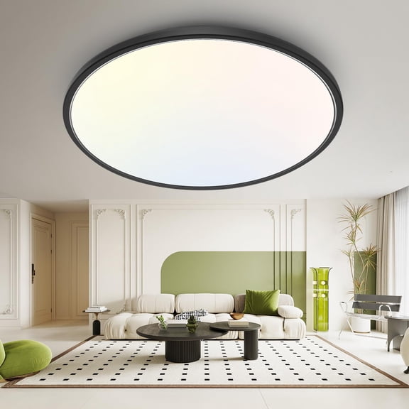 MINSUI-15.8INCH Big Dimmable Flush Mount Ceiling Light Fixture Black, 3CCT 3000/4500/6000K Ceiling Lamp, 36W 4200LM Super Bright Low Profile Light for Bedroom, Kitchen, Bathroom, Hallway