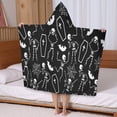 thumbnail image 5 of Halloween Skeleton Coffin Pattern Hooded Bath Towel，50"x30" for Ages 3 To 12 Kids, Quick Dry Lightweight Soft Microfiber Hood Beach Towel Cover Up for Kids, 5 of 7