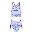 thumbnail image 1 of YONGHS Kids Girls Beach Sport Halter Tankini 2-Piece Swimsuit Bathing Suit Bra Top+Briefs Colorful Fish Scales 10, 1 of 5