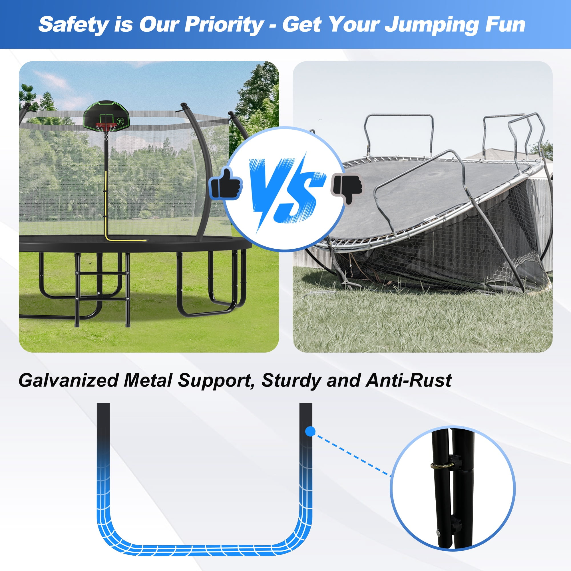 12FT 14FT 16FT Trampoline for Kids Adults with Basketball Hoop, Enclosure Net, 1500LBS Heavy Duty Outdoor Trampoline with Ladder, Recreational Round Trampoline, Pumpkin Outdoor Backyard Trampoline