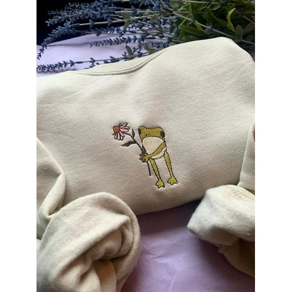 Flower Frog Embroidered Crewneck