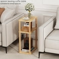 thumbnail image 4 of Solid Wood Side Table with Charging Station, 3-Tier Small End Table with USB Ports and Outlets, Narrow Couch Side Table, Skinny Nightstand Bedside Table for Small Spaces, Bedroom, Living Room, 4 of 8