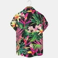 thumbnail image 3 of Jinhomg Men's Floral Vacation Shirt Casual Loose Button Down Tropical Hawaiian Shirt Big and Tall Comfy Short Sleeve Button Down Aloha Shirts Clearance Items for Men Pink L, 3 of 4