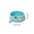 thumbnail image 3 of Round Cotton Rope Woven Pet Bed Washable Scratch Resistant Sleeping Basket Decorative Nest for Small Cats Tiny Dogs 0.5-3kg Indoor Use, Blue 35x13cm, 3 of 6