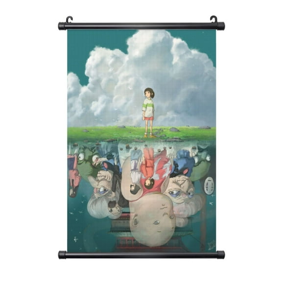 Shaft Hanging Banner Spirited Away Poster Wall Canvas Artwork With Black Frame Scroll Painting 20"x30"