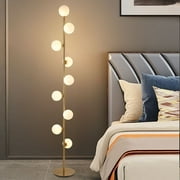 Homary Modern LED Gold 9-Light Tree Floor Lamp White Glass Globe